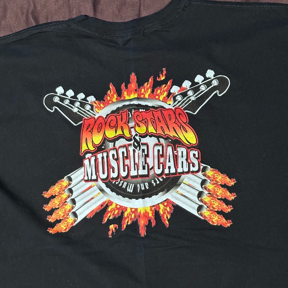 Rock Stars & Muscle Cars Members  Black T-Shirt with Colorful Logo